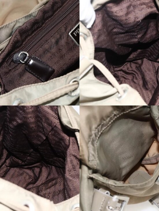 PRADA Backpack Nylon Khaki Silver Auth YKZ1086 main image 7